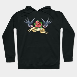 Old School Tattoo with Swallows and Rose Flower Hoodie